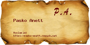 Pasko Anett névjegykártya